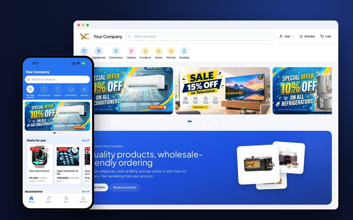 My Store storefront website and shopping app home screens